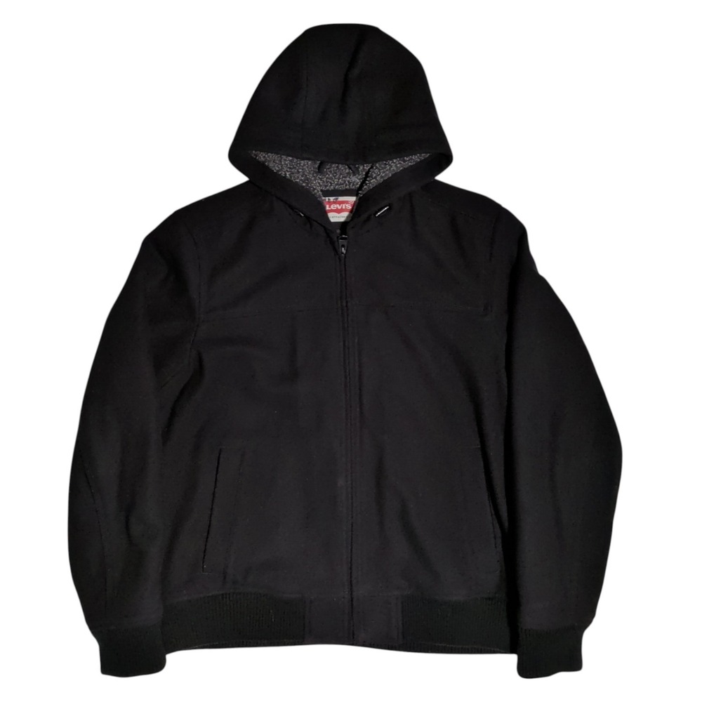 Levis Bomber Jacket Coat Mens Size M Black Heavy Wool Sherpa Lined Winter